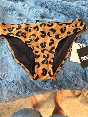 DKNY Leopard-Pattern Bikini Bottoms in Tan and Black